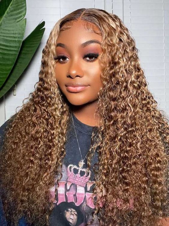 Wigs Cinnamon Glueless Brazilian P427 Honey Blonde Highlighted Deep