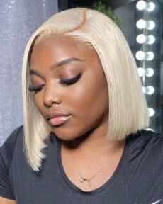 Lucia - Brazilian 613 Blonde Straight 13x4 Frontal Bob Wig, 8–16 Inches