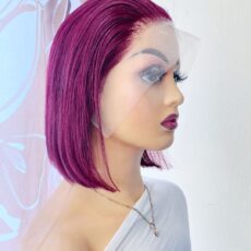 Ruby - Glueless Straight Brazilian Burgundy 99J 13x4 Frontal Bob 180 Density Wig