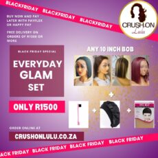 Everyday Glam Set - ANY 10 Inch Glueless Brazilian Frontal Bob + Edge Brush + Satin Bonnet + Beige Wig Caps 2pcs