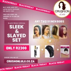 Sleek and Slayed Set - ANY TWO Glueless Brazilian 13x4 Frontal Bob Wigs + Hot comb + Satin Bonnet + Beige wig caps 2pcs